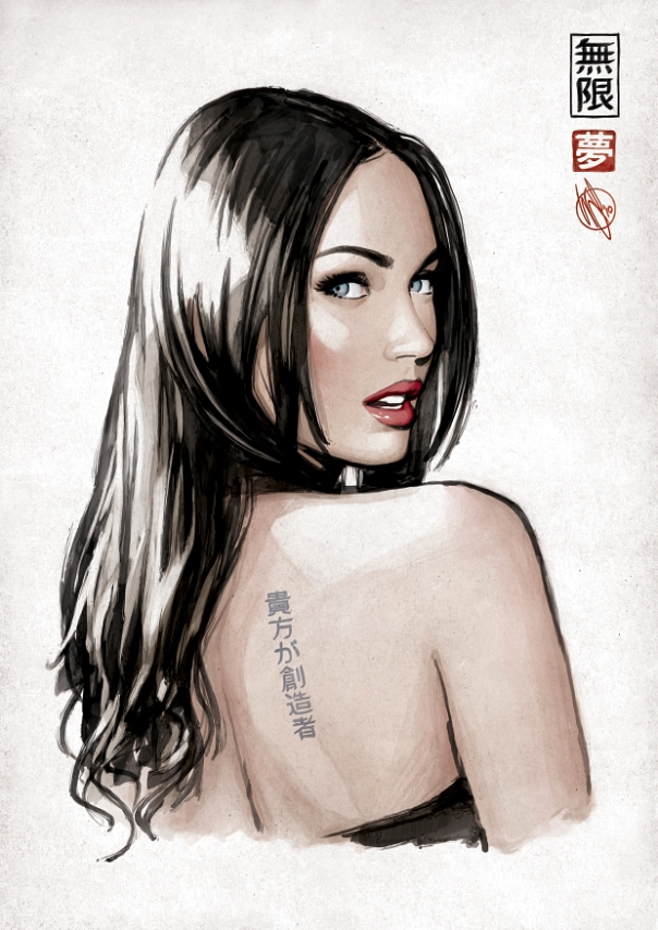 Megan Fox  (by: WarrenLouw) Tools: Painted in Photoshop CS3 by Wacom Intuos 3